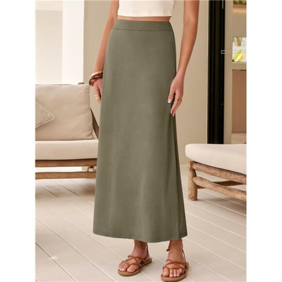 Maxi Skirts for Women Ankle Length Green - Picture 1 of 5
